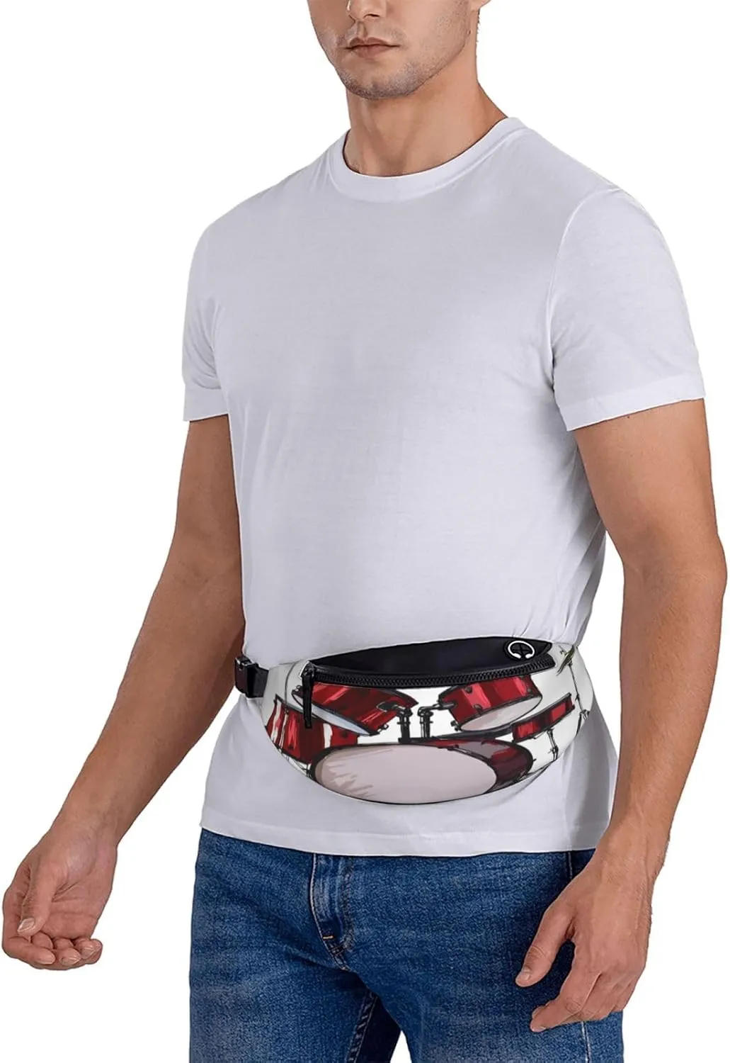 Rock Music Drum Kit Fanny Pack, Crossbody Waist Packs for Women Men Waist Bags with Adjustable Strap for Travel Running Hiking Sport