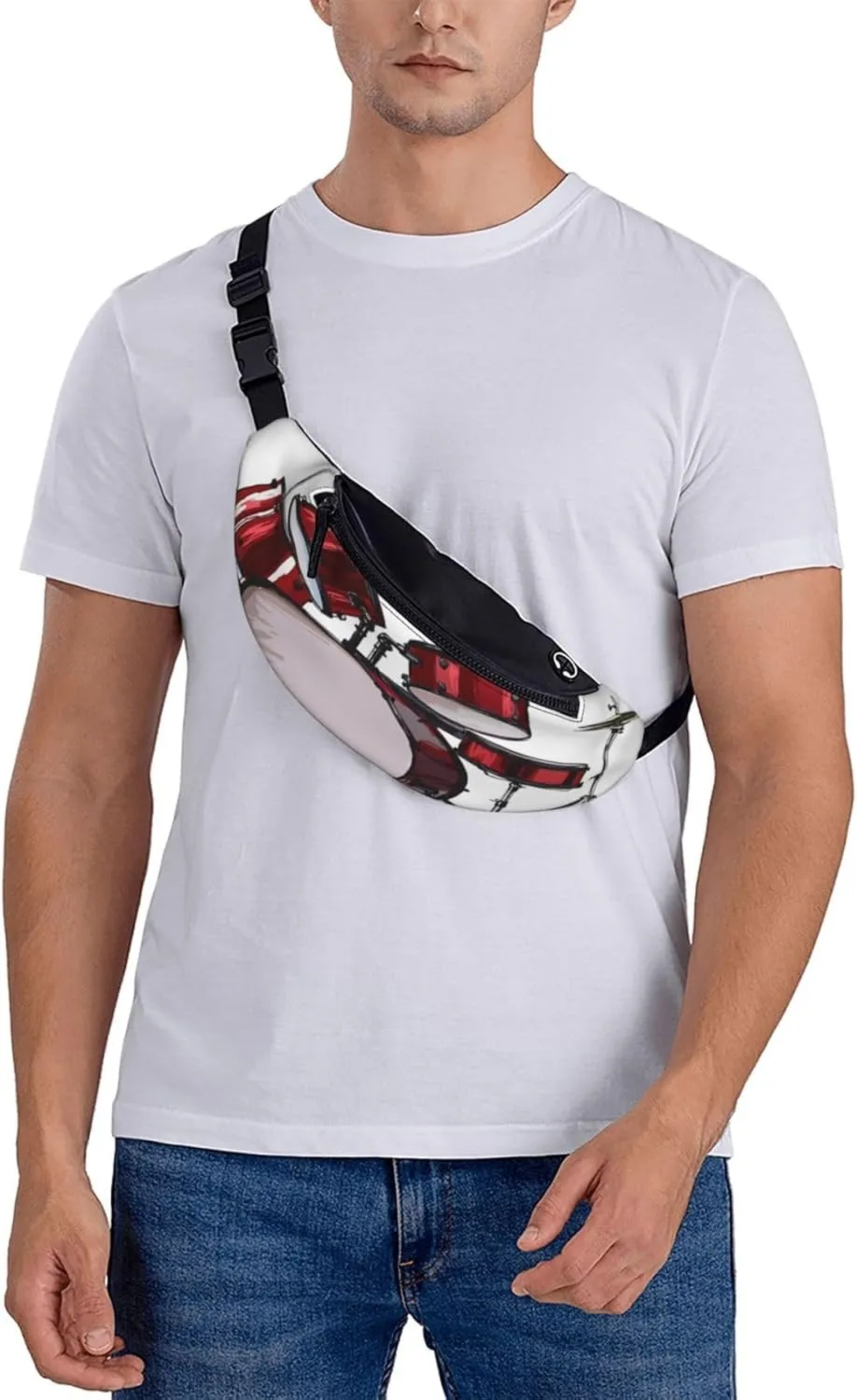 Rock Music Drum Kit Fanny Pack, Crossbody Waist Packs for Women Men Waist Bags with Adjustable Strap for Travel Running Hiking Sport