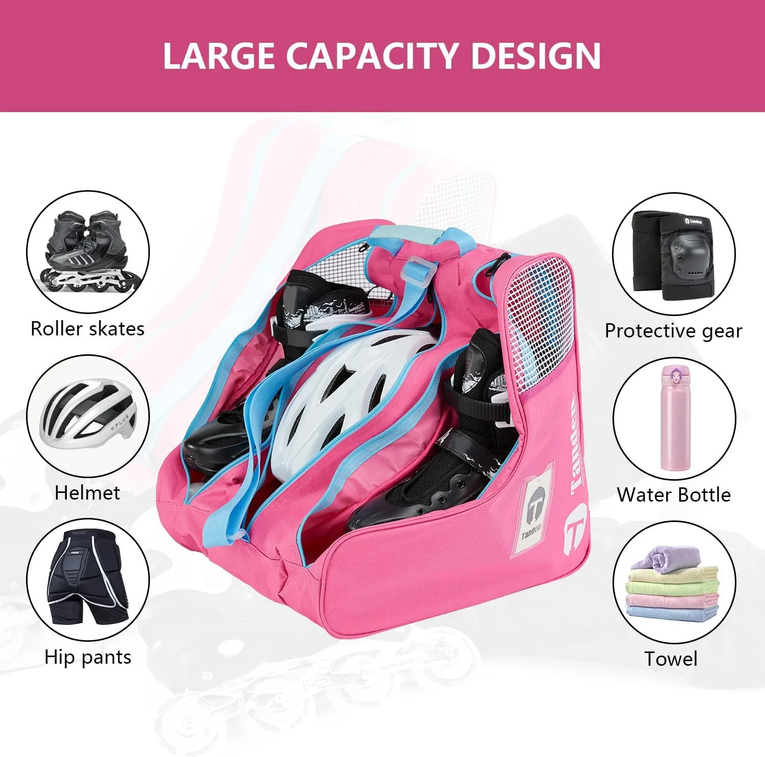 Roller Skate Bag Ice Skate Bag for Kids and Adult, Roller Blade Bag Figure Ice Skating Bag to Carry Ice Skates Inline Skate Bag