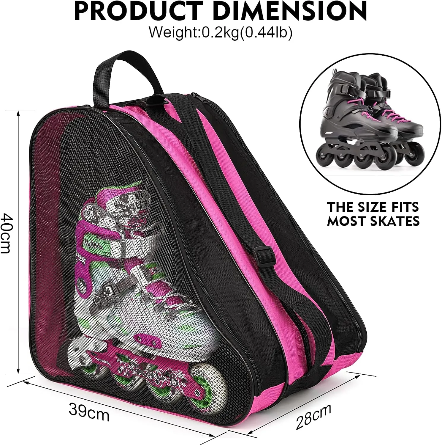 Roller Skate Bags,Breathable Ice-Skating Bag with Adjistable Shoulder Strap and Top Handle,Oxford Cloth Skating Shoes Bag without Unpleasant Smell Roller skate Accessories for Unisex Women Men Adult and kid 2 Pack