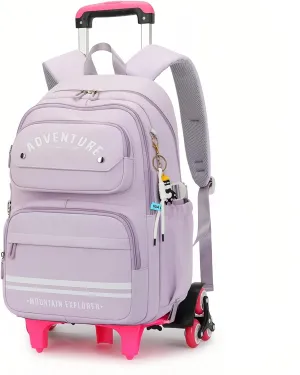 Rolling Backpack for Girls Kids Backpack with Wheels Roller Bookbag Trolley School Bag Wheeled Bag