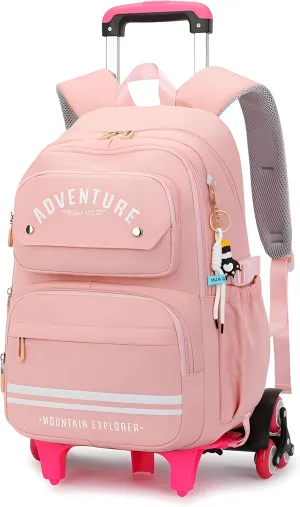 Rolling Backpack for Girls Kids Backpack with Wheels Roller Bookbag Trolley School Bag Wheeled Bag