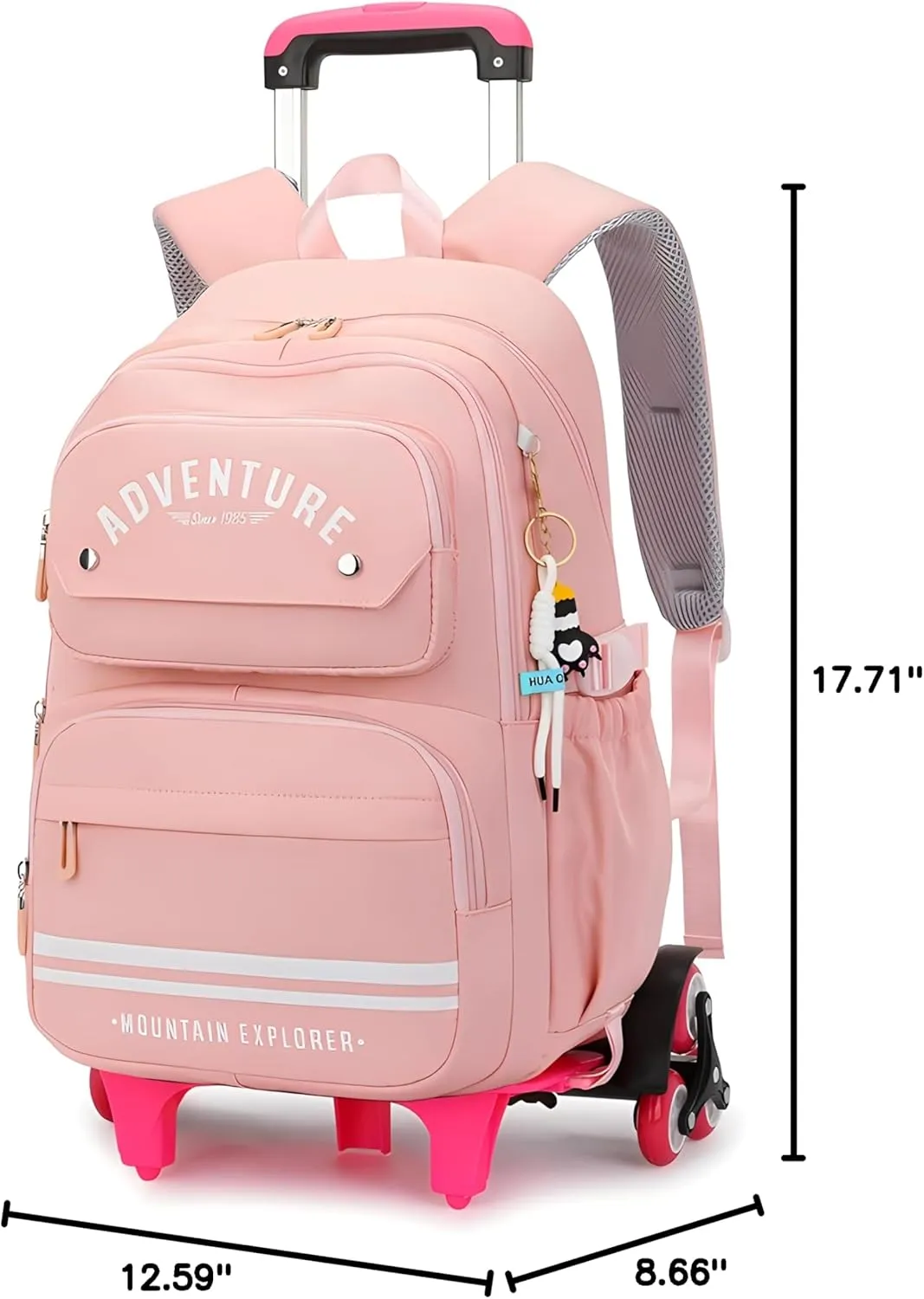 Rolling Backpack for Girls Kids Backpack with Wheels Roller Bookbag Trolley School Bag Wheeled Bag