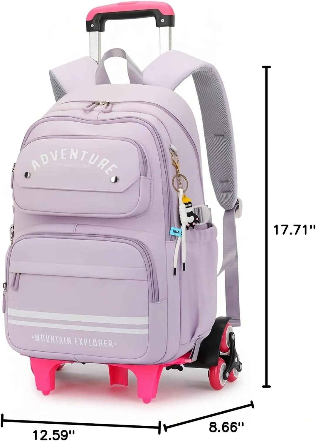 Rolling Backpack for Girls Kids Backpack with Wheels Roller Bookbag Trolley School Bag Wheeled Bag