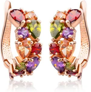 Rose Gold Hoop Earring for Women Multicolored Crystal Earring Sterling Silver Multi Gemstone Earrings Amethyst Ruby Sapphire Garnet Earring for Fashion Jewelry Ideal Valentine's Day