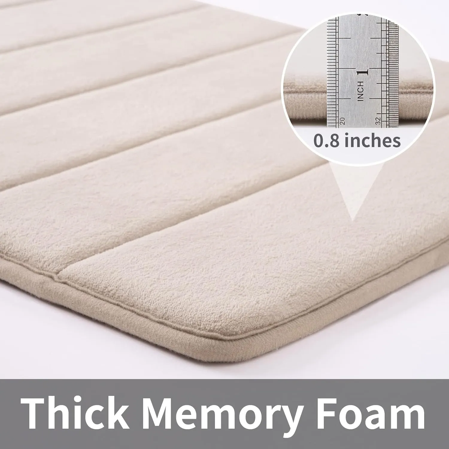 ROSMARUS Memory Foam Shower Mat, 20' x 32', Thick Non Slip Bath Rugs with PVC Backing, Ultra Soft for Floor & Tub, Ltbrown