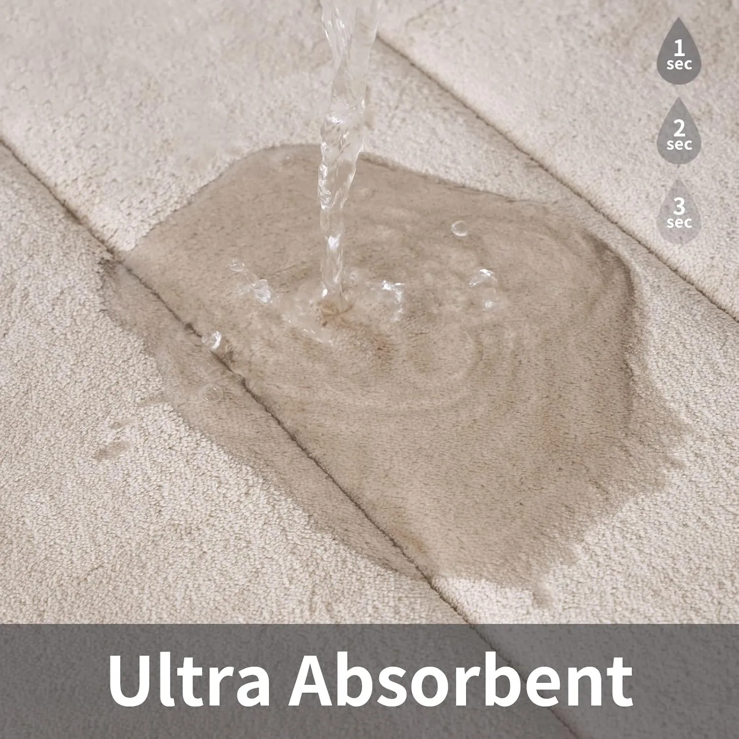 ROSMARUS Memory Foam Shower Mat, 20' x 32', Thick Non Slip Bath Rugs with PVC Backing, Ultra Soft for Floor & Tub, Ltbrown