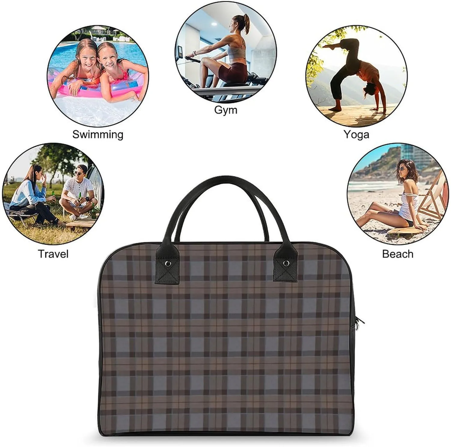 Ross Red Tartan Clans Fashionable Large Capacity Travel Handbag Unisex
