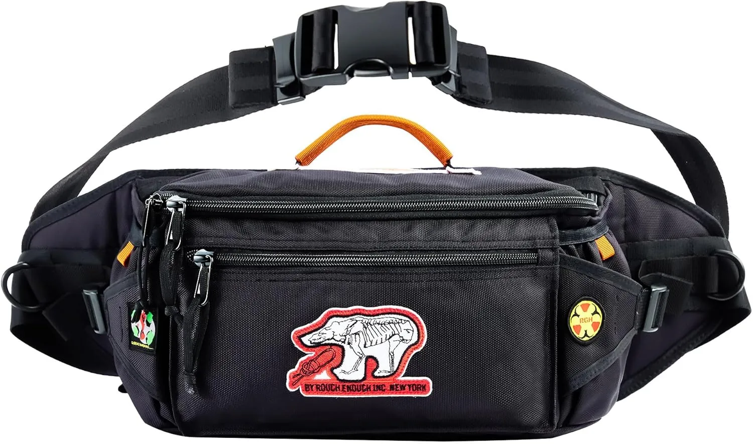 Rough Enough Tactical Fanny Pack for Men Crossbody Large Waist Bag for Travel Fishing Hiking Hunting Casual Waterproof Cordura Black 5L
