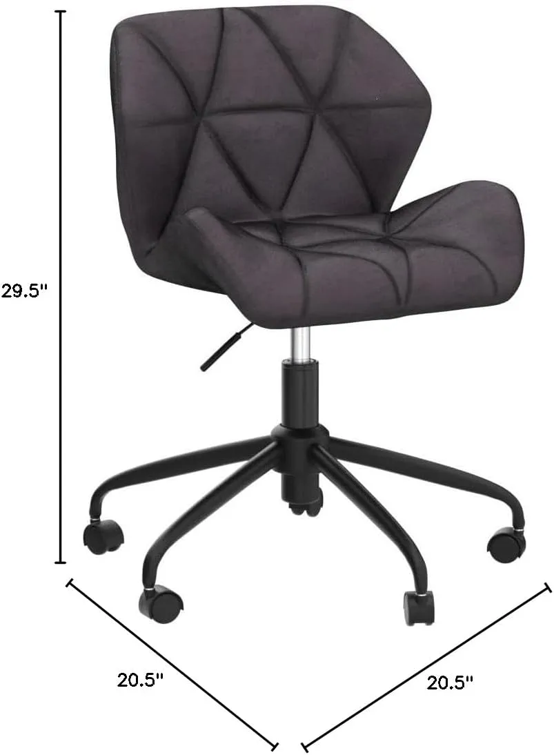 Roundhill Furniture Eldon Diamond Tufted Adjustable Swivel Office Chair, Gray