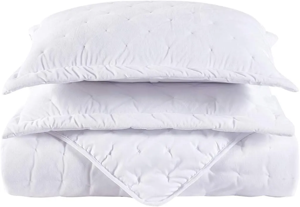 Royal Tradition Velvet White Fluffy Coverlets, King Oversized 3pc Quilt Set (110-Inch Wide x 96-Inch Long) All Seasons Bedspread with Embroidered Mini Dots