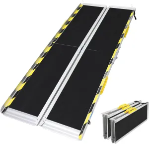 Ruedamann 6FT Aluminum Wheelchair Ramps, 600 Pound Capacity Foldable Handicap Ramp, Non-Skid Surface Threshold Ramp, Wheel Chair Ramp for Home Steps, Stairs, Doorways,1PC