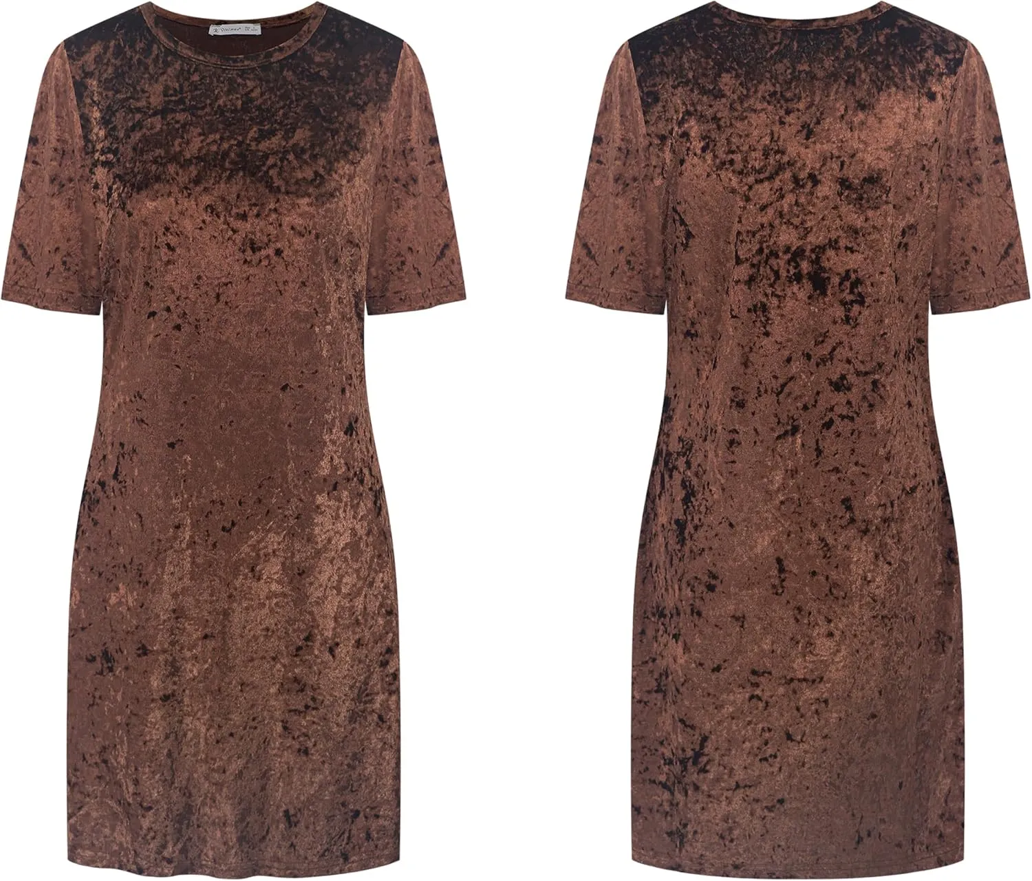 R.Vivimos Women's Summer Short Sleeve Crushed Velvet Mini Short Dresses