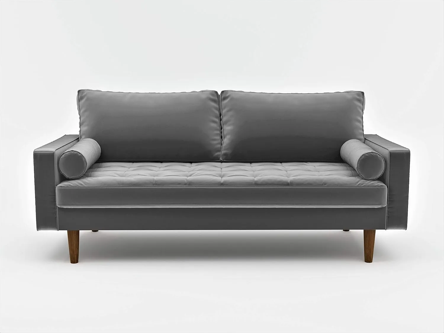 S5457 Mid Century Modern Velvet Upholstered Tufted Living Room Sofa, 69.68", Grey