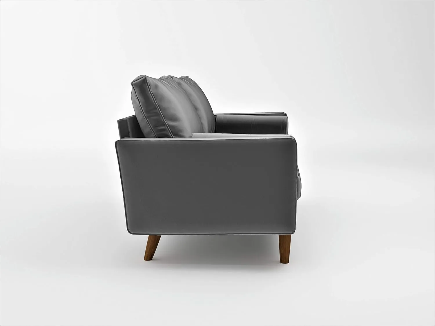 S5457 Mid Century Modern Velvet Upholstered Tufted Living Room Sofa, 69.68", Grey