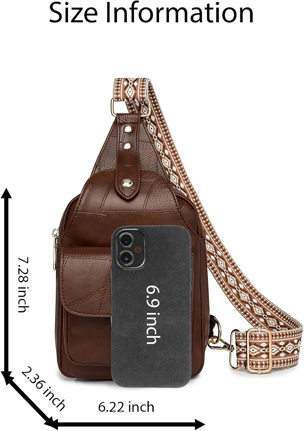 Saddhu Sling Bag for Women Men Leather Crossbody Backpack Cross Body Chest Bag Casual Small Daypack Purse for Hiking Travel