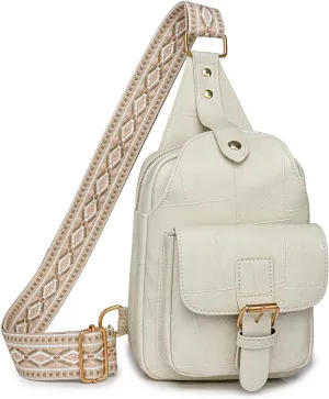 Saddhu Sling Bag for Women Men Leather Crossbody Backpack Cross Body Chest Bag Casual Small Daypack Purse for Hiking Travel