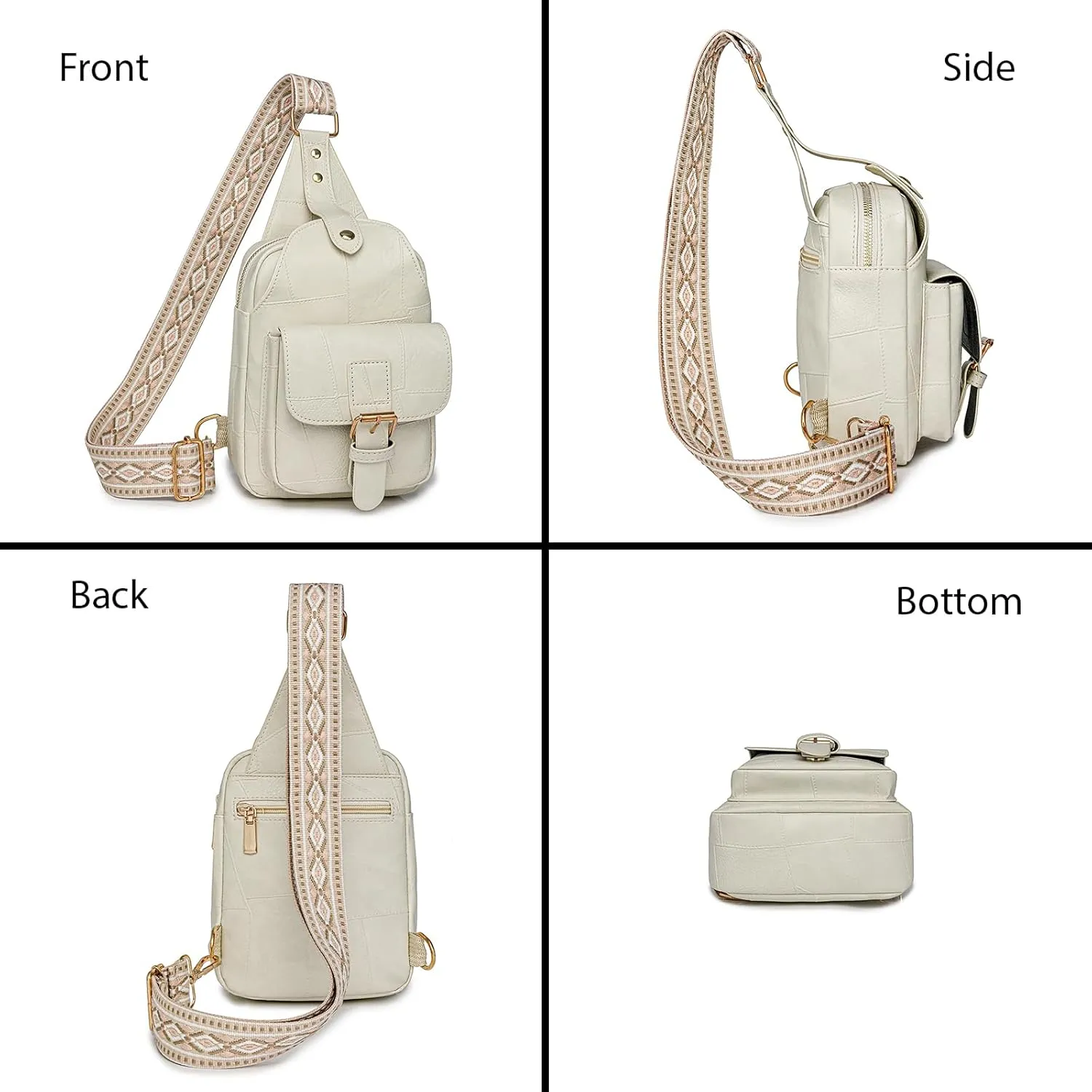 Saddhu Sling Bag for Women Men Leather Crossbody Backpack Cross Body Chest Bag Casual Small Daypack Purse for Hiking Travel