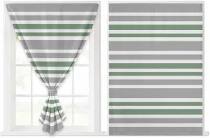 Sage Green Grey Striped Self Adhesive Blackout Curtains with Tiebacks,Portable Rod Pocket Living Room Darkening Curtains,Horizontal Lines Simple Minimalist Thermal Insulated Windows Cover,59Wx72H