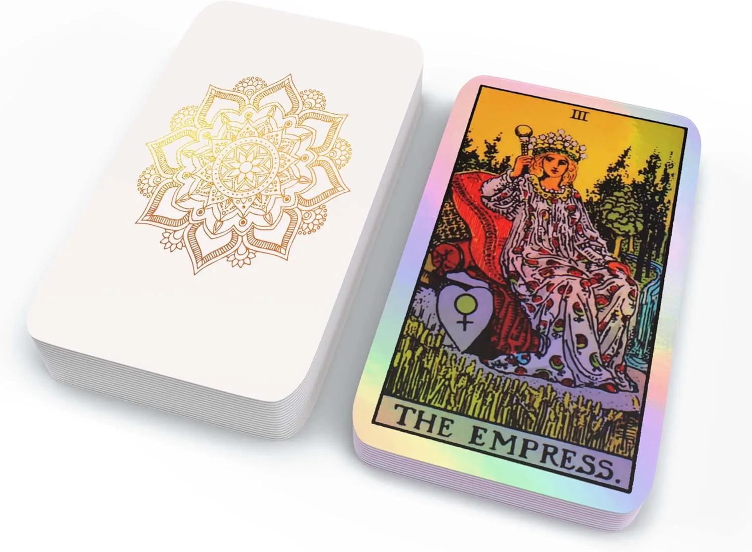 Sagesight Classic Tarot Cards Deck with Guidebook & Premium Linen Carry Bag - Original Pamela Colman Smith Artwork - Tarot Cards for Beginners and Experts (Holographic)
