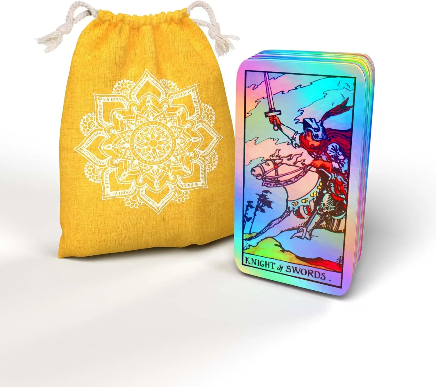 Sagesight Classic Tarot Cards Deck with Guidebook & Premium Linen Carry Bag - Original Pamela Colman Smith Artwork - Tarot Cards for Beginners and Experts (Holographic)