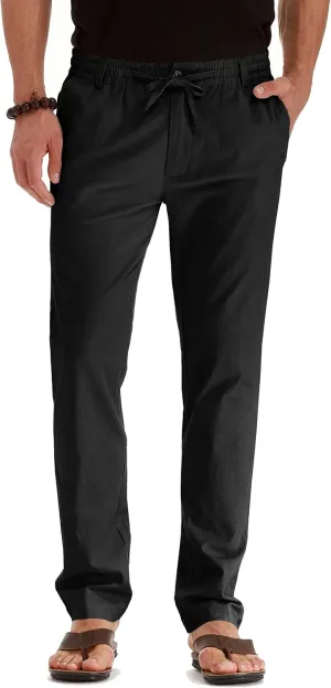 Sailwind Men's Drawstring Linen Pants Casual Summer Beach Loose Trousers