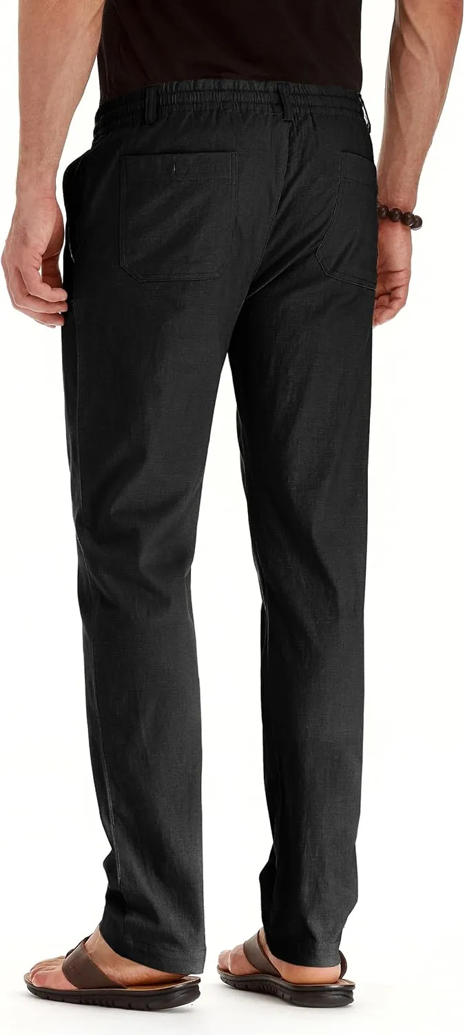 Sailwind Men's Drawstring Linen Pants Casual Summer Beach Loose Trousers