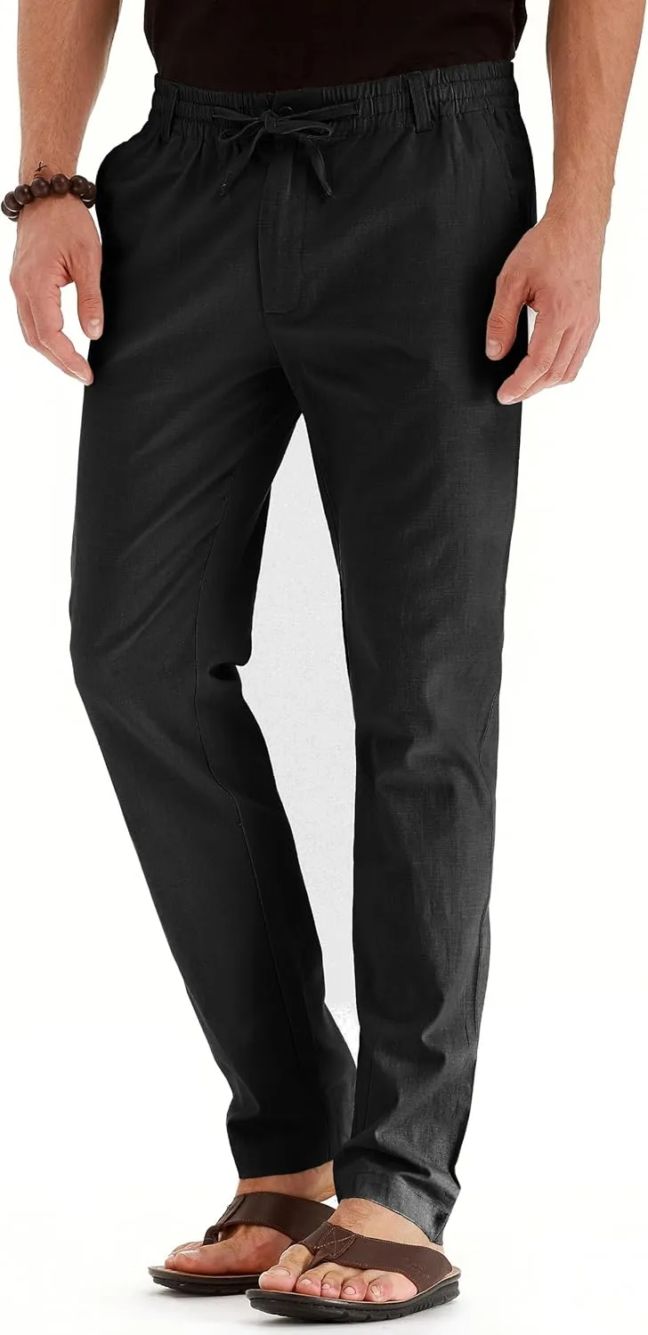Sailwind Men's Drawstring Linen Pants Casual Summer Beach Loose Trousers