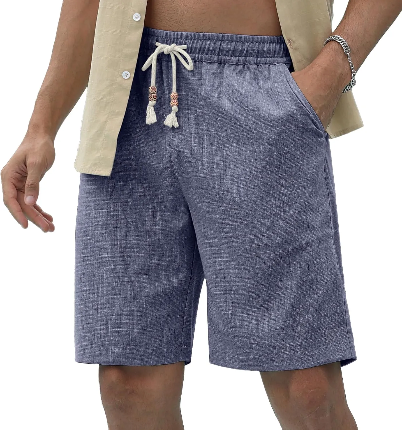 Sailwind Men’s Linen Shorts Casual Drawstring Summer Beach Shorts