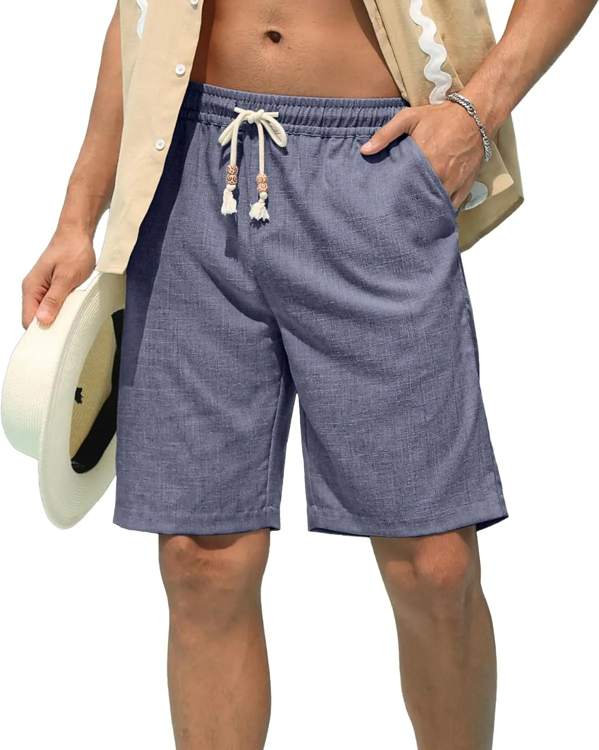 Sailwind Men’s Linen Shorts Casual Drawstring Summer Beach Shorts