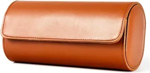 SBCC Travel watch bag watch storage box portable watch box three-position watch box(Brown)