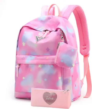 School Backpack for Girls,Lightweight Durable School Bags Waterproof Bookbag for Students (Pink)