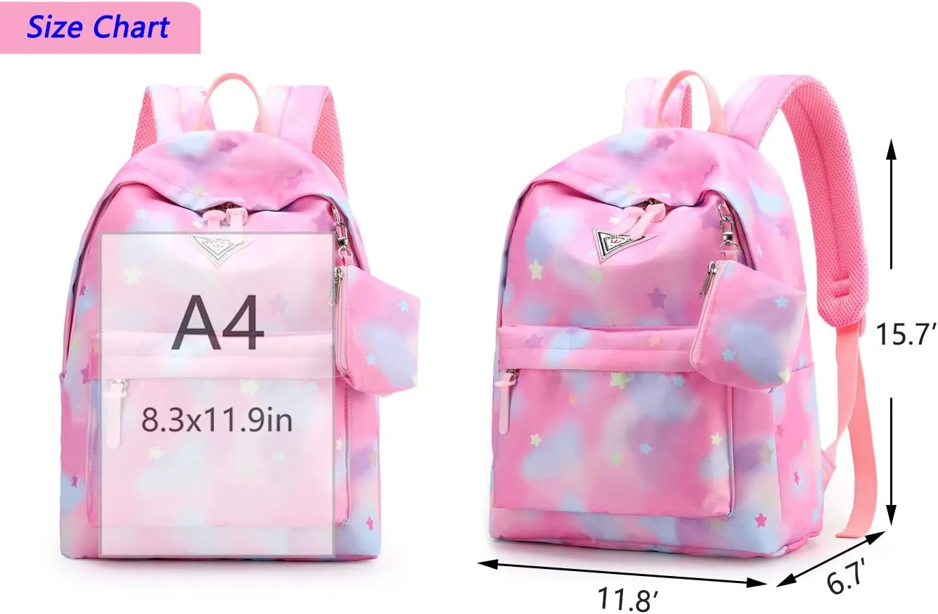 School Backpack for Girls,Lightweight Durable School Bags Waterproof Bookbag for Students (Pink)