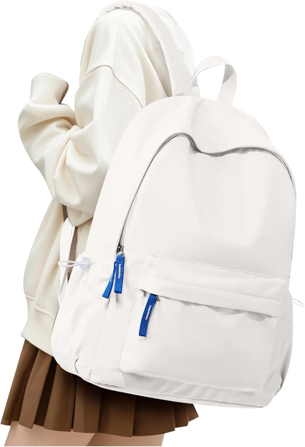 School Backpack for Teen Girls,Simple School Book Bag Waterproof High School Backpack for Boy Middle Student Bookbag College Backpack for Women Men Casual Daypack Travel Aesthetic Backpacks White