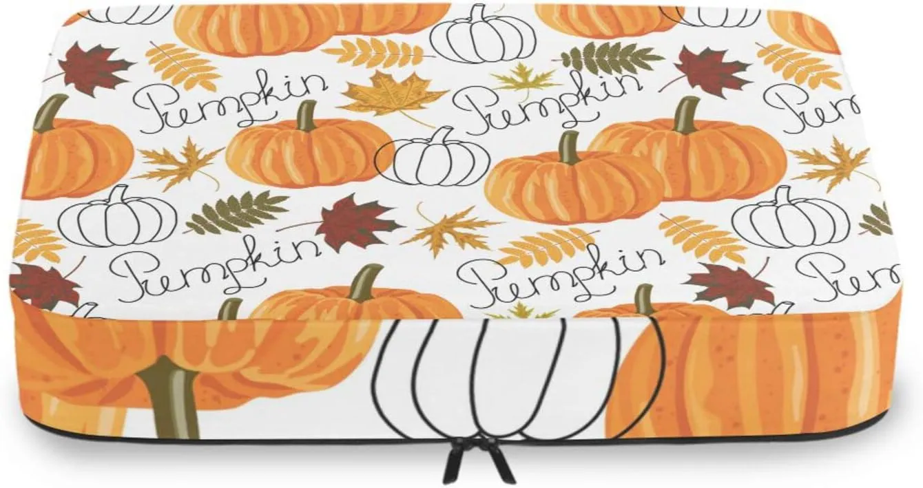 Seamless Autumn Leaves, Orange Pumpkins, Draft Pumpkins 4 PCs Set Packing Bags, Luggage Organizer Bag, Portable Cube Toiletry bag, Durable Travel Cosmetic Storage Bag for Men Women