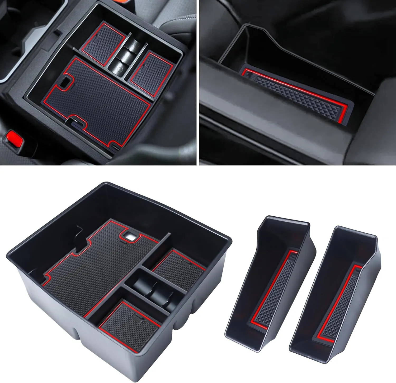 SENSHINE Center Console Organizer Tray, Side Door Handle Stroage Box for Toyota Tacoma 2024 2025 Accessories ABS Plastic Armrest Box Interior Insert Secondary Hidden Tray
