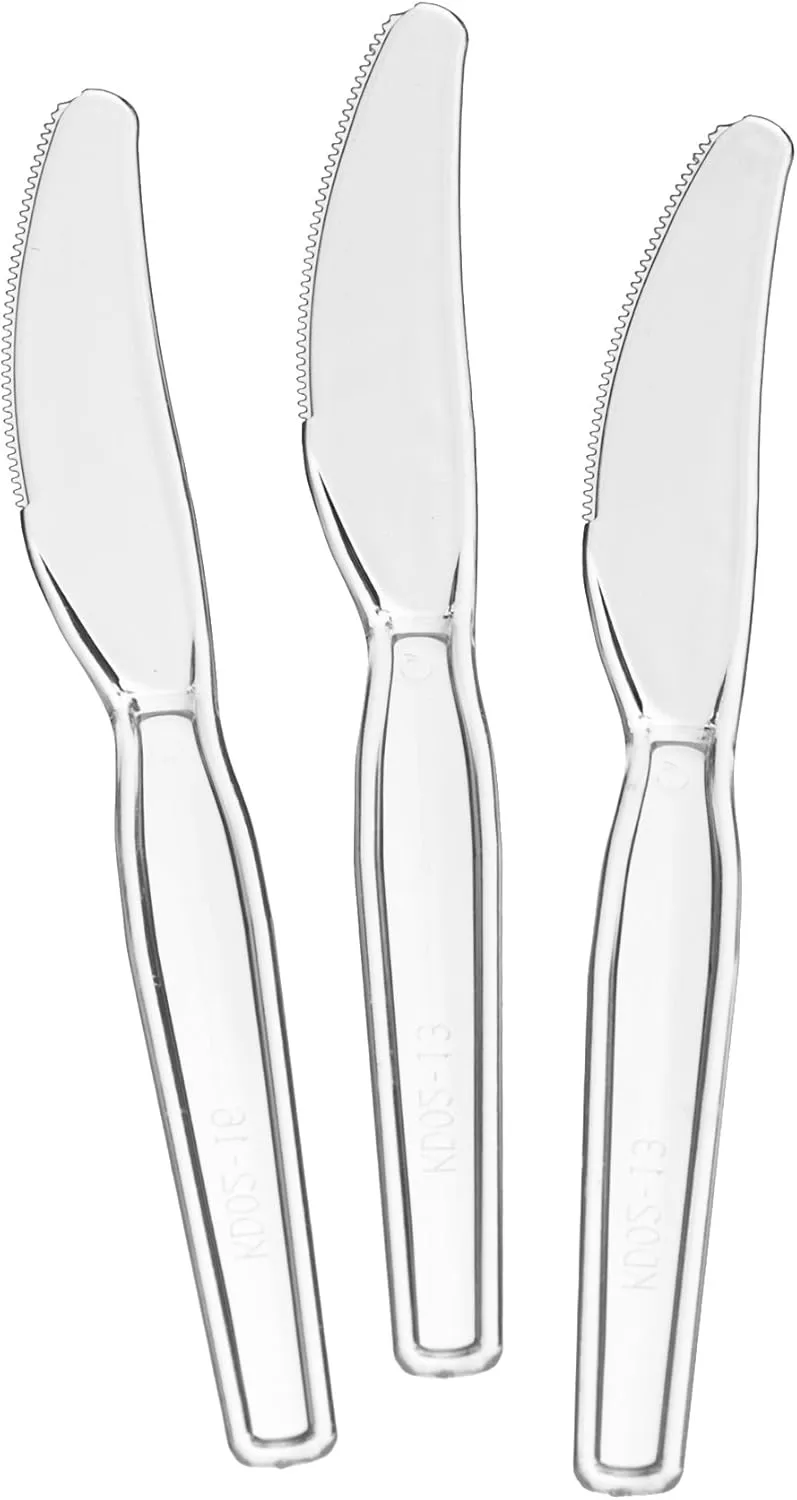 Settings [100 Count] Plastic Clear Knives, Heavyweight Disposable Cutlery, Great For Home, Office, School, Party, Picnics, Restaurant, Take-out Fast Food, Outdoor Events, Or Every Day Use, 2 Bags