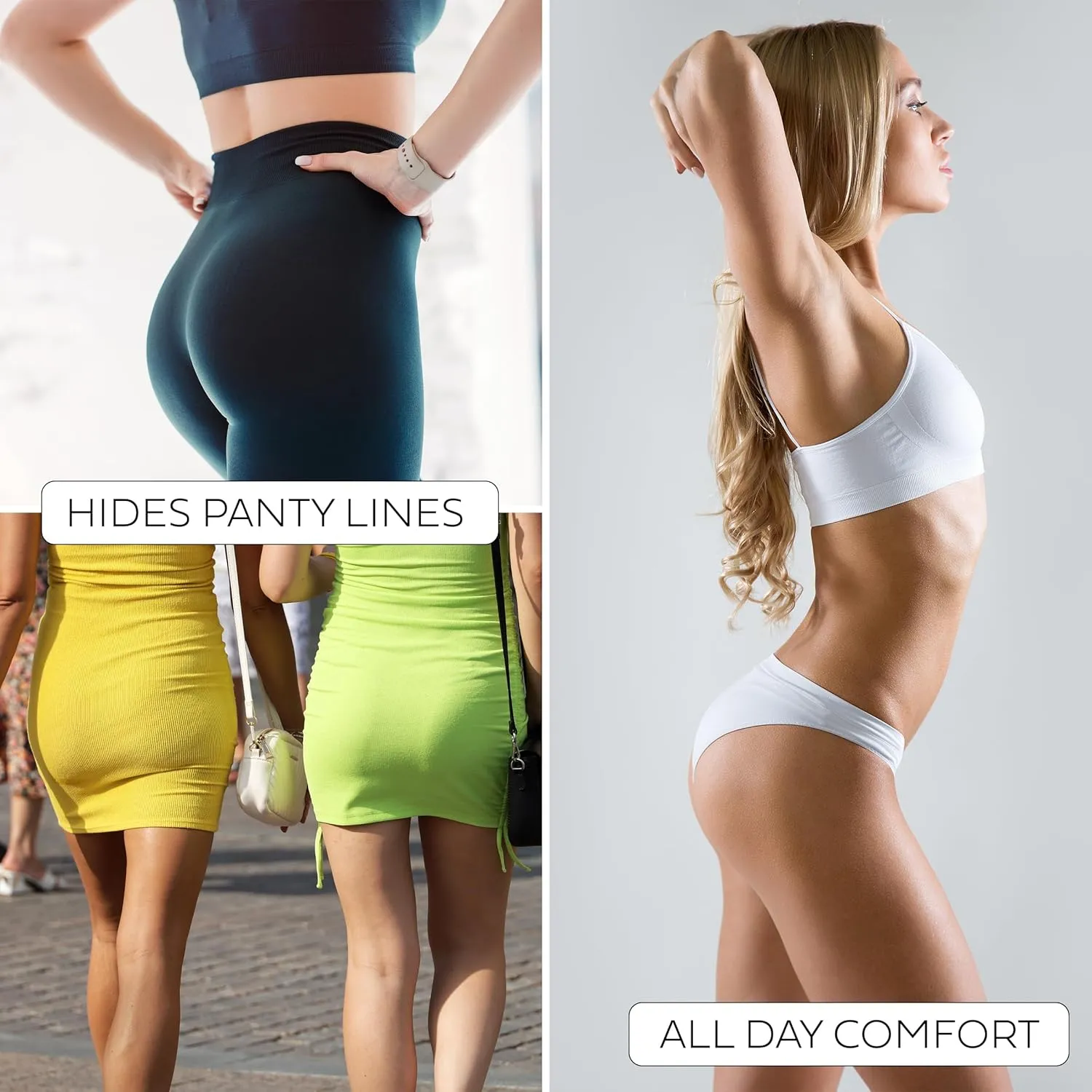 Sexy Basics Women's Active Sport Thongs | Cotton Hi Waist Underwear - Multi Packs