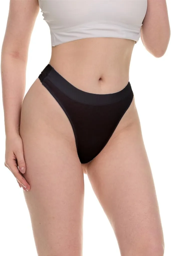 Sexy Basics Women's Active Sport Thongs | Cotton Hi Waist Underwear - Multi Packs