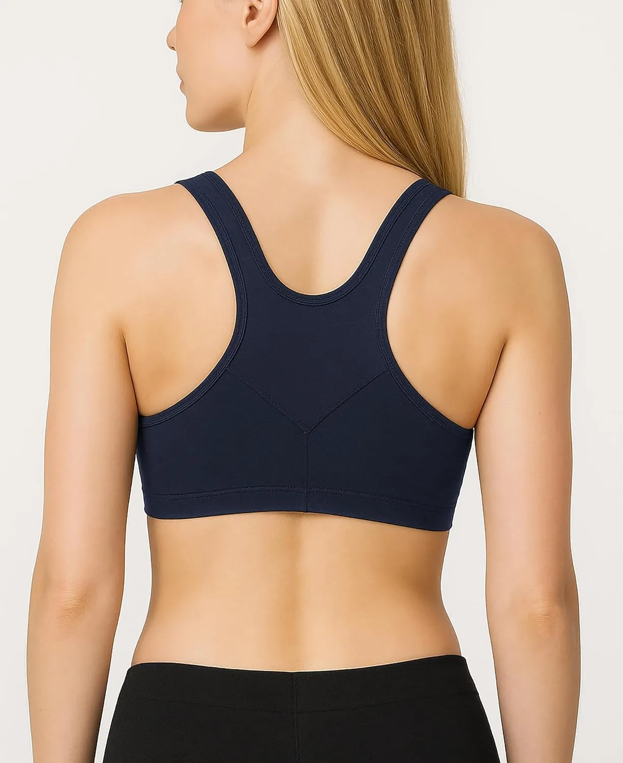 Sexy Basics Women's Cotton Spandex Racer Back Bra | 4 Way Stretch Pullover Workout Sport Bras (Multi-Pack)