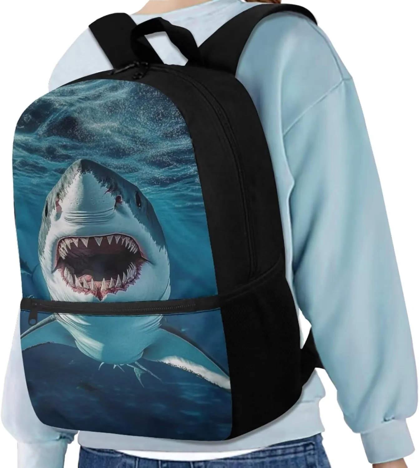 Shark Backpack for Boys with Lunch Box Kids School Bag and Lunch Bag Pencil Case Water Bottle Holder Set of 4 School Accessories Back to School Supplies