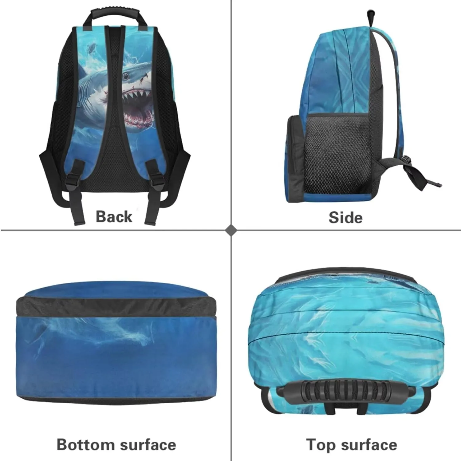 Shark Backpack for Girls School Bags with Lunch Bag Pencil Case and Water Bottle Holder Children Bookbag Purse Large Capacity School Supplies 4 in 1