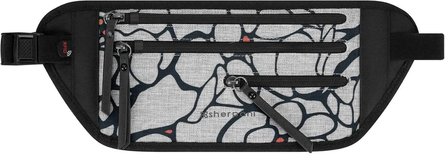 Sherpani Jett, Anti Theft Waist Pouch, Slim Money Belt Bag for Travel, Blocking Hidden Wallet Belt Bag, Secure Travel Pouch for Women, RFID Protection, Travel Gift for Mothers Day 2025 (Sakura)