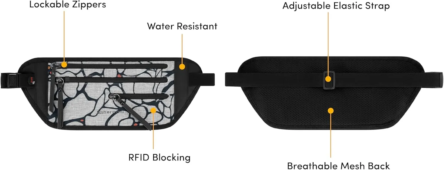 Sherpani Jett, Anti Theft Waist Pouch, Slim Money Belt Bag for Travel, Blocking Hidden Wallet Belt Bag, Secure Travel Pouch for Women, RFID Protection, Travel Gift for Mothers Day 2025 (Sakura)