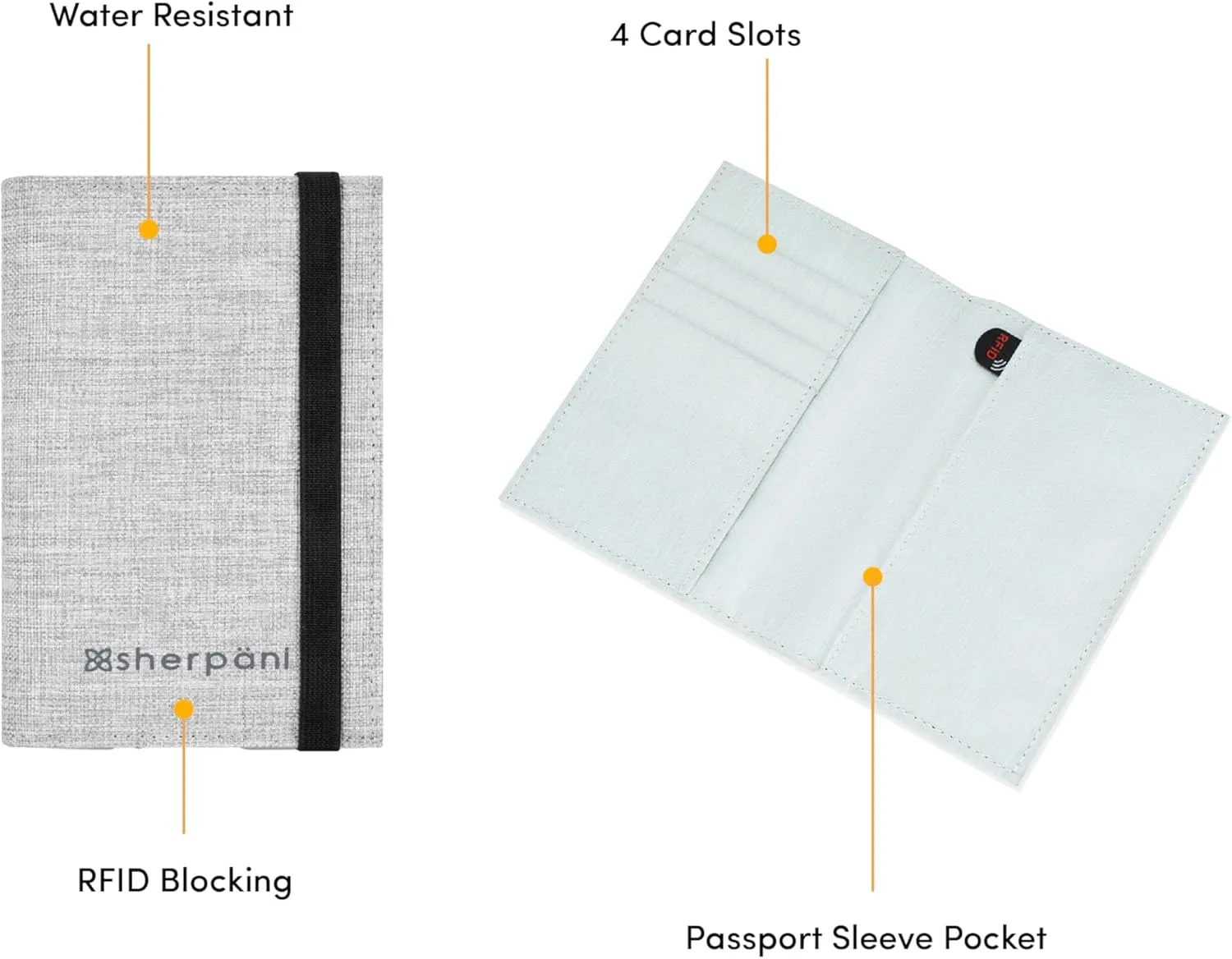 Sherpani Vienna, RFID Blocking Passport Holder, Travel Passport Cover Wallet, Travel Documents Organizer Protector for Women, Travel Gift (Sterling)