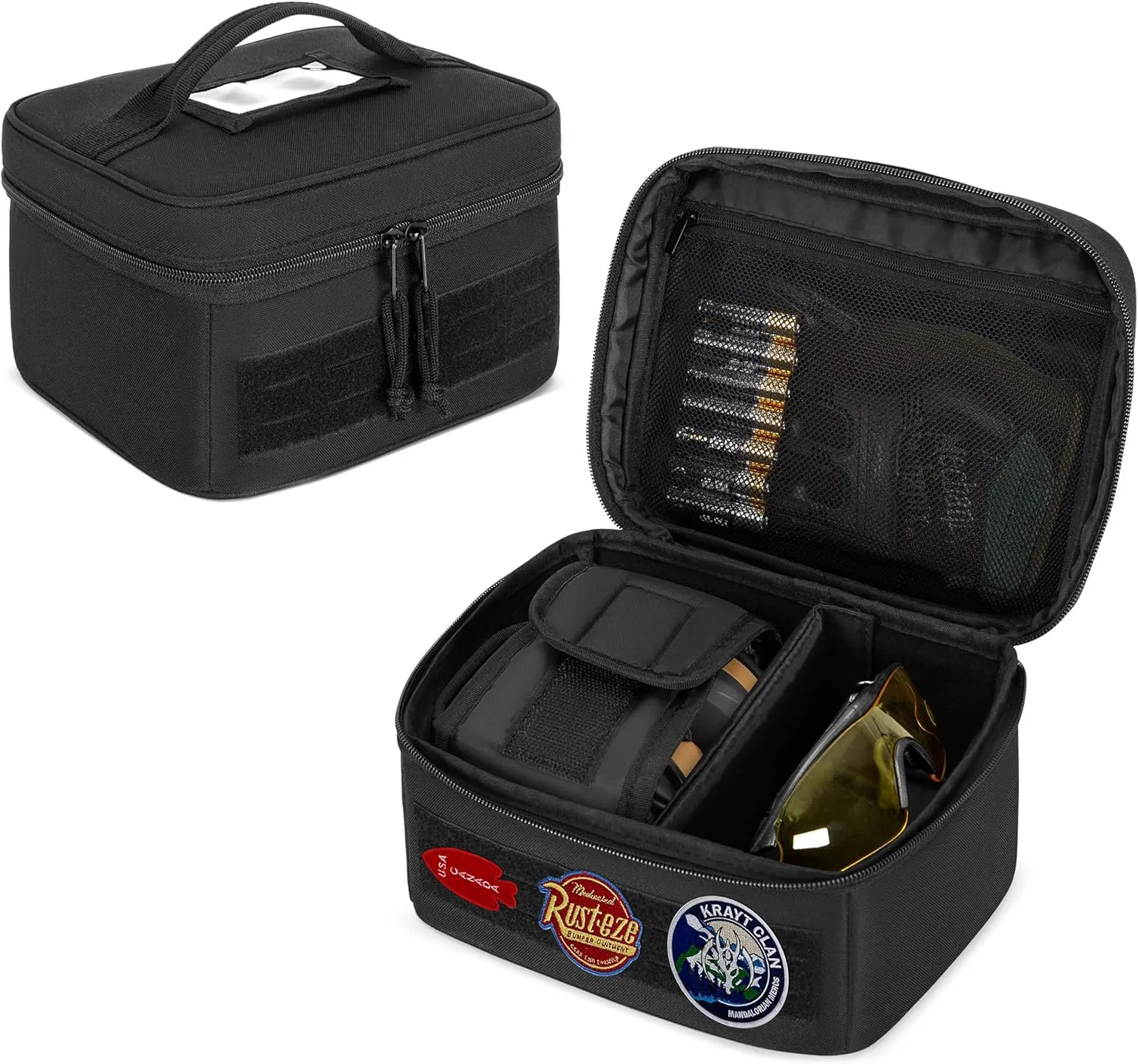 Shooting Earmuffs and Glasses Carrying Case, Soft Protective Carrying Storage Case for Earmuff and Shooting Glasses, Universal Earmuff Case for Hunting Shooting, Only Bag