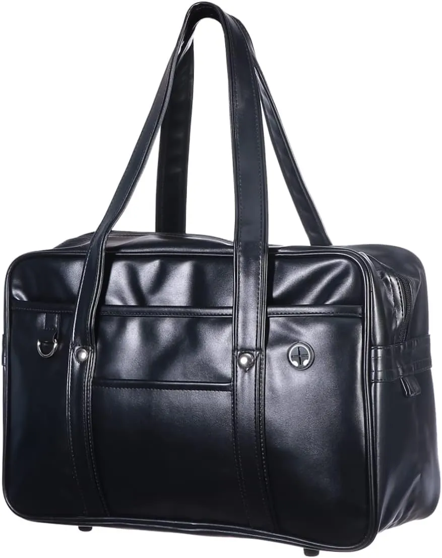Shoulder Bag Men Women Large Capacity Pu Handbag Waterproof Uniform Briefcase School Bag Earphone Jack Laptop Carrier