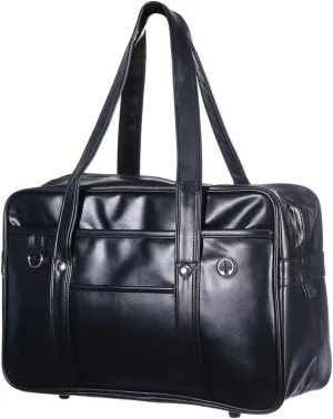 Shoulder Bag Men Women Large Capacity Pu Handbag Waterproof Uniform Briefcase School Bag Earphone Jack Laptop Carrier