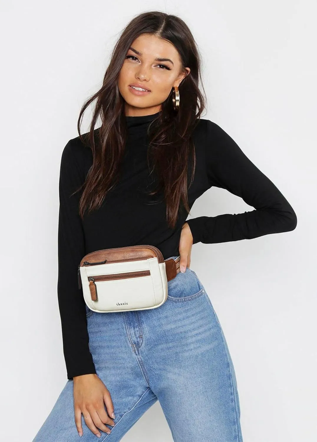 SHRRIE 2L Fanny Packs for Women Men 4-Zipper Pockets Everywhere Belt Bag Faux Leather Crossbody Waist Pack Chest Bag for Travel Running Errands