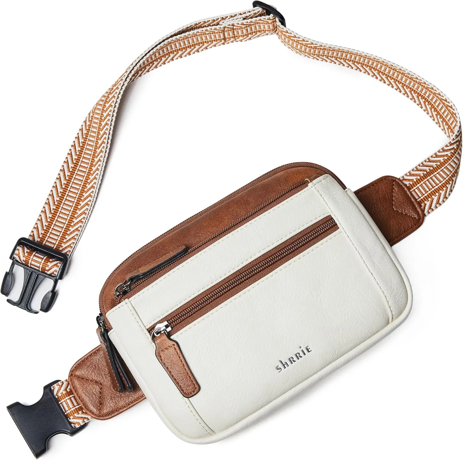 SHRRIE 2L Fanny Packs for Women Men 4-Zipper Pockets Everywhere Belt Bag Faux Leather Crossbody Waist Pack Chest Bag for Travel Running Errands